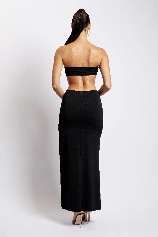 Marissa Strapless Maxi Dress With Waist Tie - Black