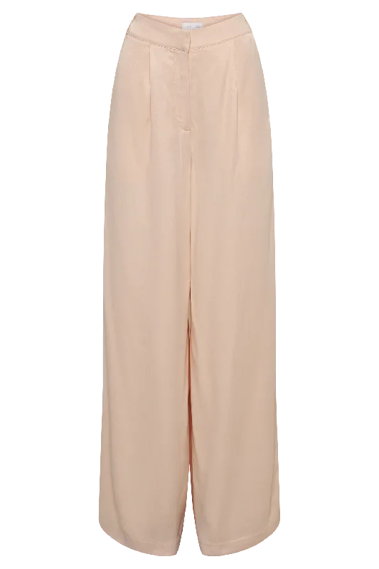 Nour Satin Wide Leg Pant - Apricot