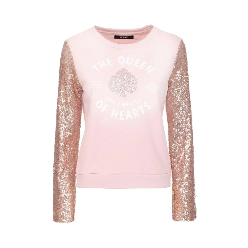 Elegant Pink Long Sleeve Crewneck