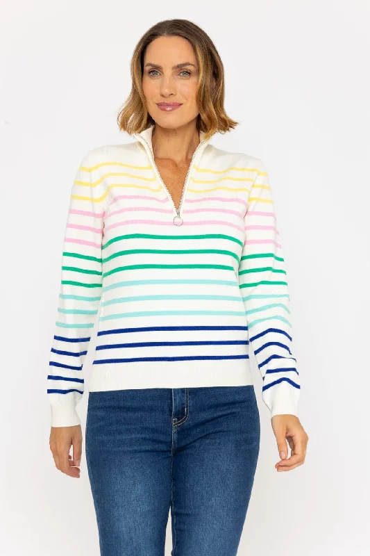 Zip Neck Multicolour Knit Jumper