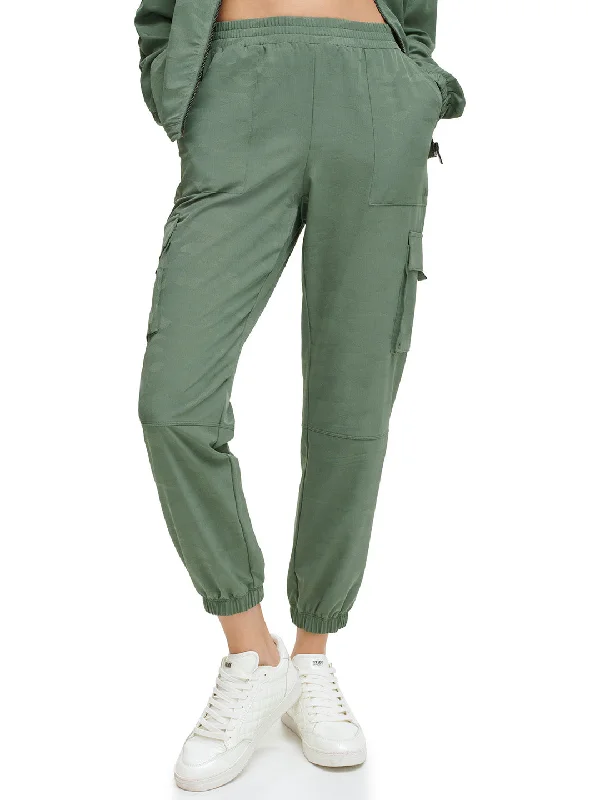 DKNY Women Green Solid Oversized Trouser