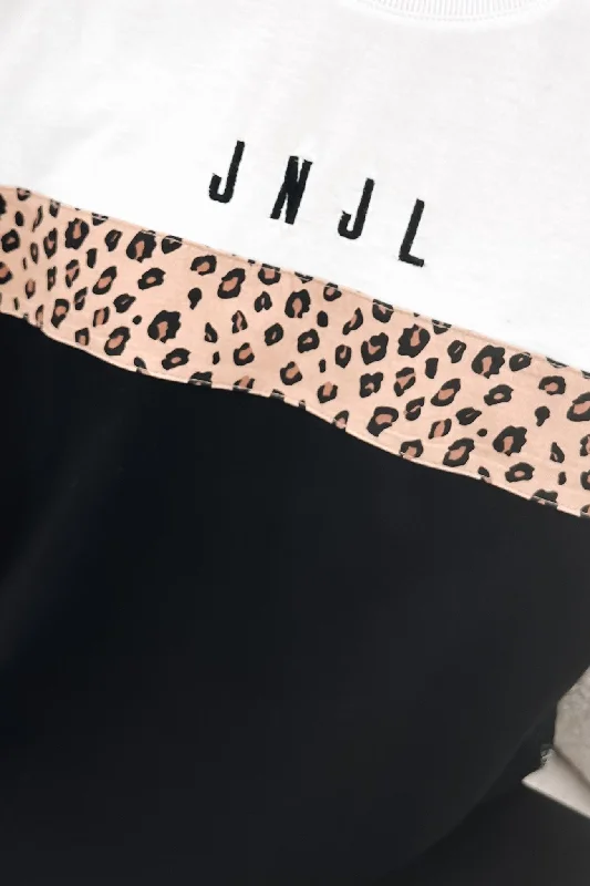 Leopard Panel Up Tee Black