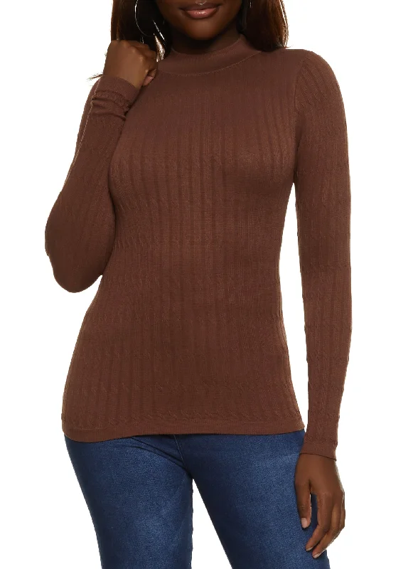 Mock Neck Ribbed Knit Seamless Top