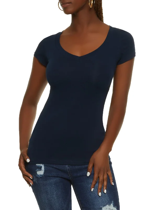 V Neck Solid Tee