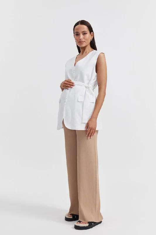 Celeste Wide Leg Pant (Latte)