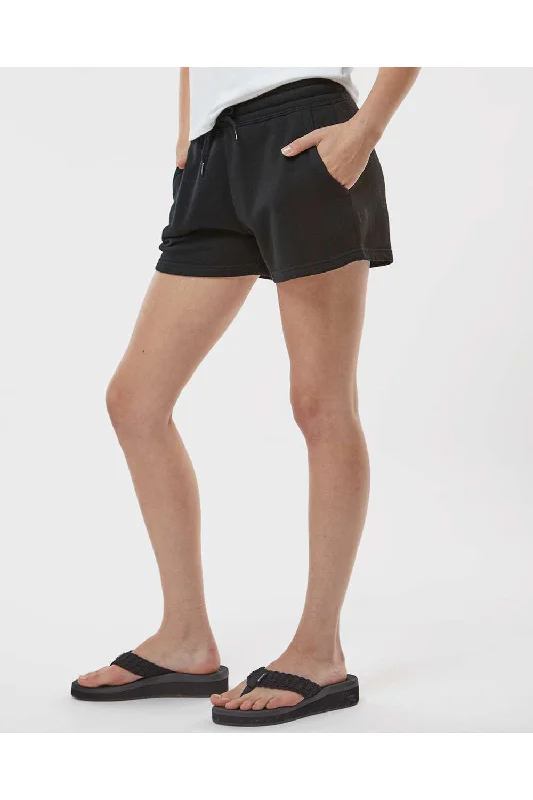 Independent Trading Co. Womens California Wave Wash Fleece Shorts w/ Pockets - Black - NEW