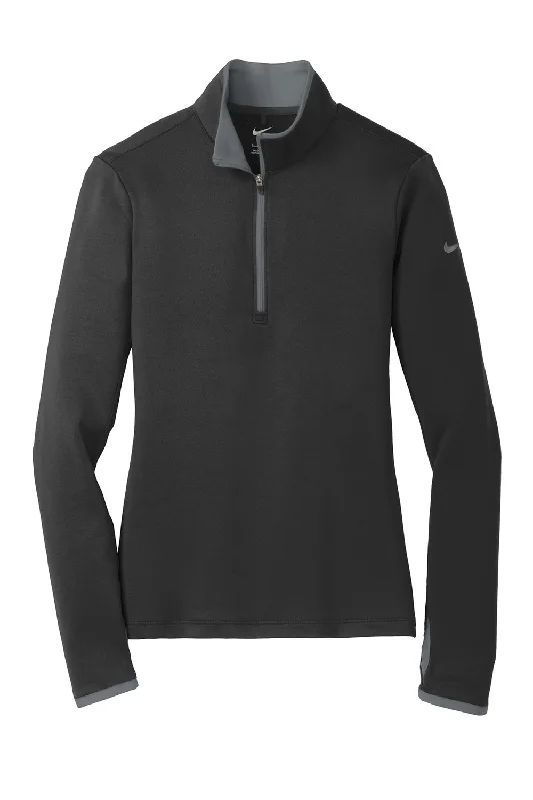 Nike Womens Dri-Fit Moisture Wicking 1/4 Zip Sweatshirt - Black/Dark Grey