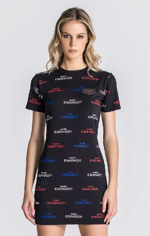 Black Script Tee Dress