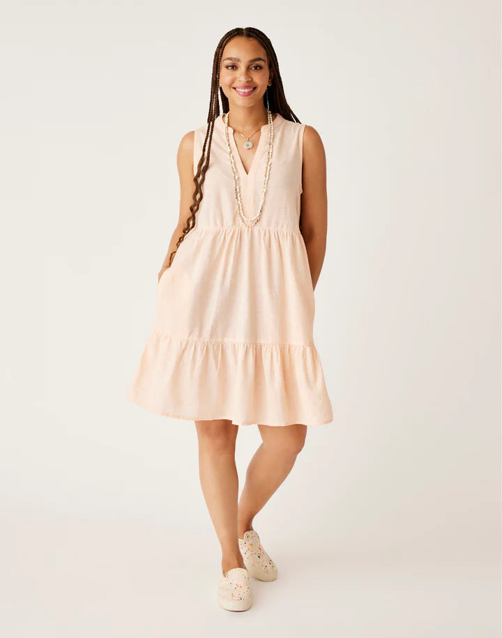 Women's Nellie Linen Dress - Peach Chambray