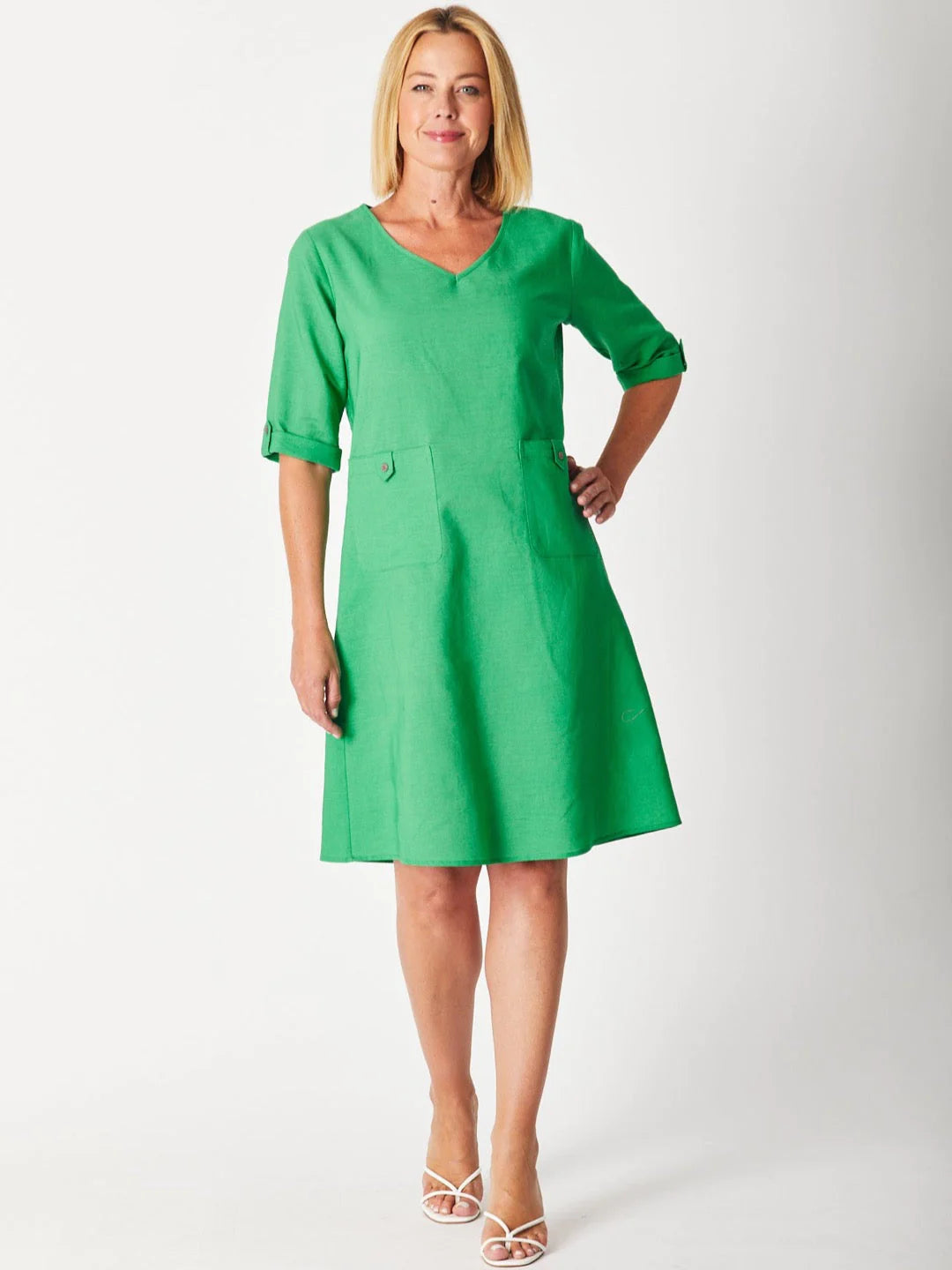 CORDELIA ST ROSELYN BUTTON DRESS JADE