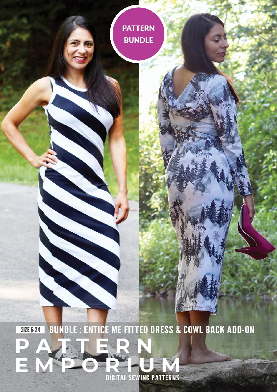 Bundle | Entice Me Fitted Dress & Cowl Back Add-On Sewing Patterns