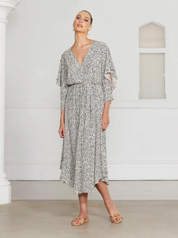 FATE+BECKER NIGHTBIRD DRESS WHITE ANIMAL