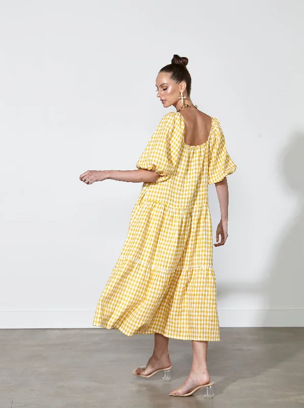 FATE+BECKER SOUL LOVE DRESS GOLDEN GINGHAM