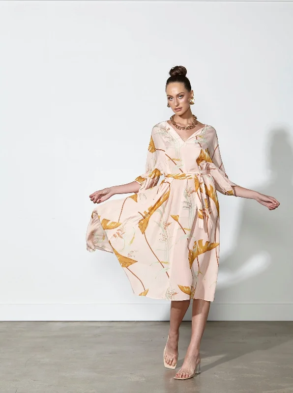 FATE+BECKER WILD IS THE WIND DRESS GOLDEN PALM