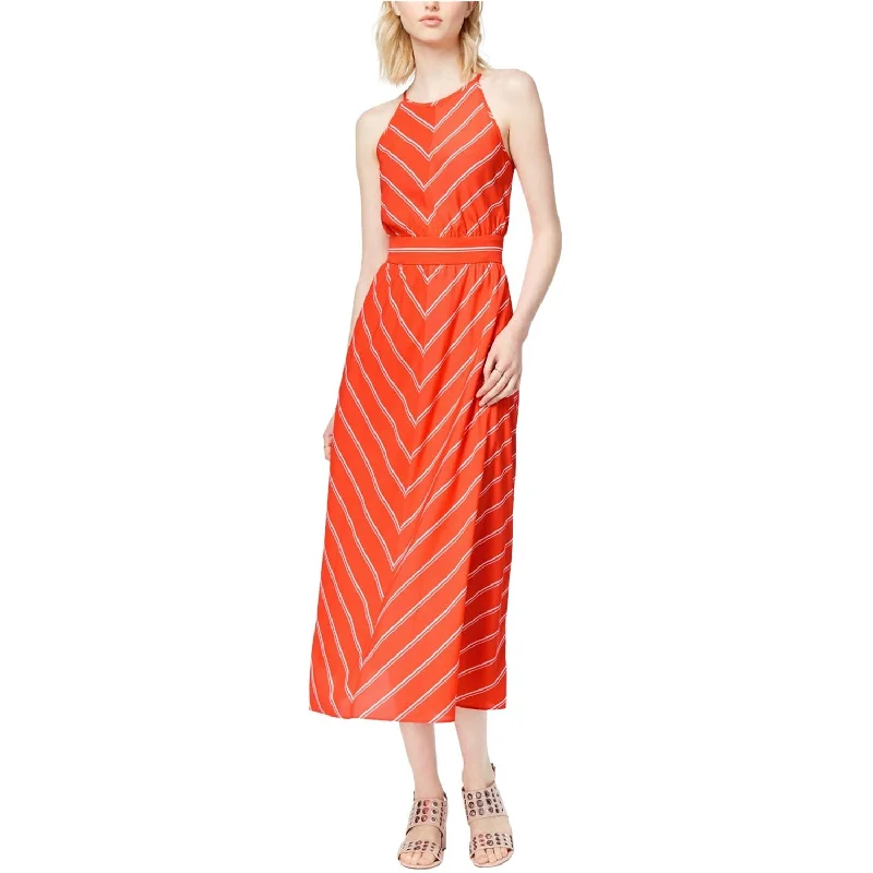 Maison Jules Women's Kimberly Halter Striped A-Line Dress, Orange, 4/S