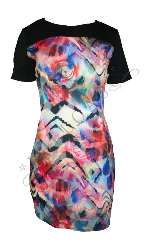 Ooberswank Women's Print Scuba Sheath Dress, Animal Abstract Print, L