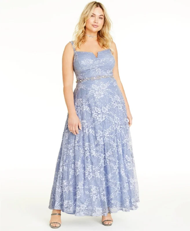 Say Yes to the Prom Plus Women's Lace Sequin Gown, Periwinkle,18W