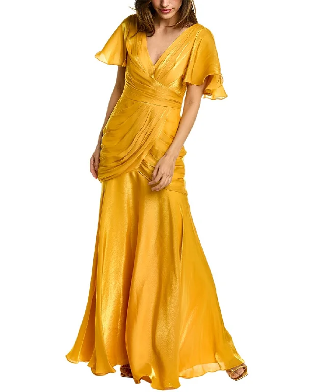 Theia Tamara Flutter Sleeve Gown