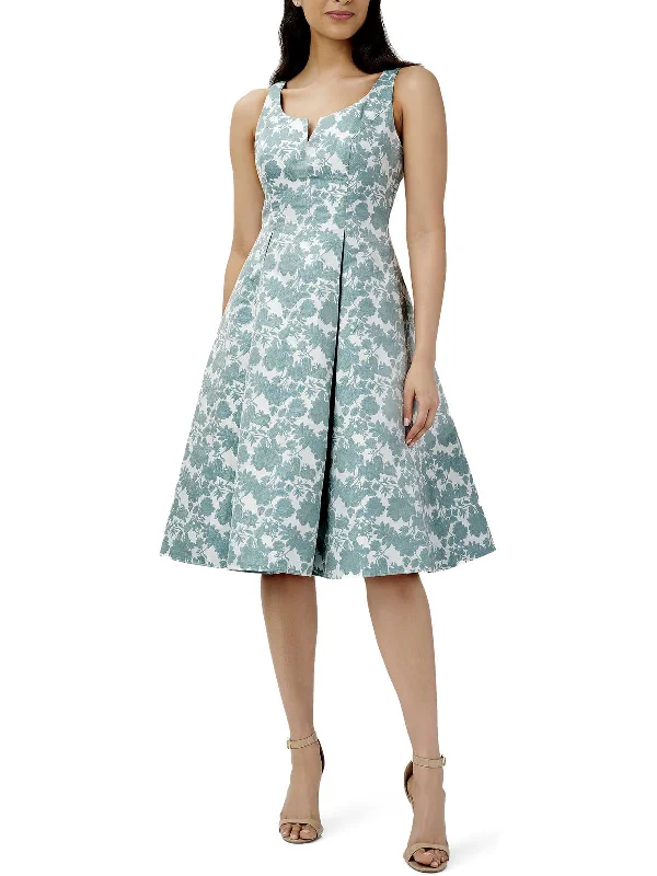 Womens Jacquard Knee-Length Fit & Flare Dress