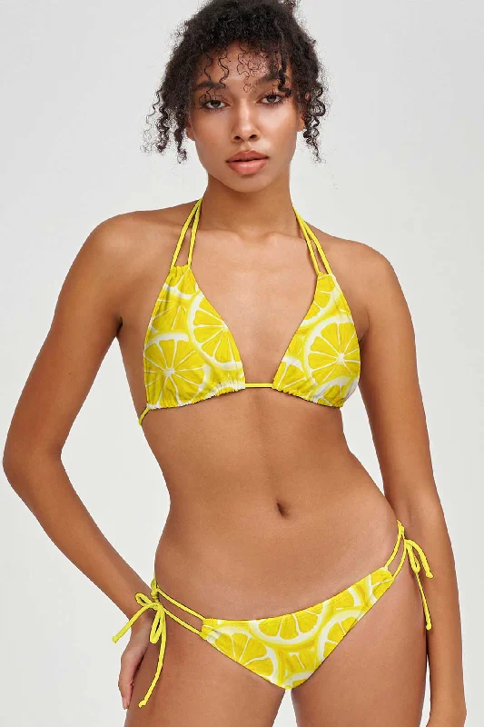 A Piece of Sun Sara Yellow Lemon Strappy Triangle Bikini Top - Women Side-tie bikini, Adjustable, Trendy, Comfortable A Piece of Sun Sara Yellow Lemon Strappy Triangle Bikini Top - Women Side-tie bikini, Adjustable, Trendy, Comfortable
