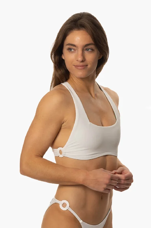 Cleo Bikini Top - White High-neck bikini, Chic, Sexy, Comfortable