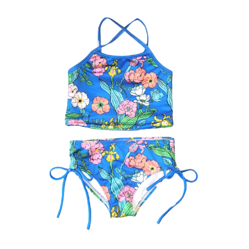 Girls 2-pc Tankini Bikini Bathing Suit, Electric Blue Floral Brazilian bikini, Sexy, Comfortable, Summer