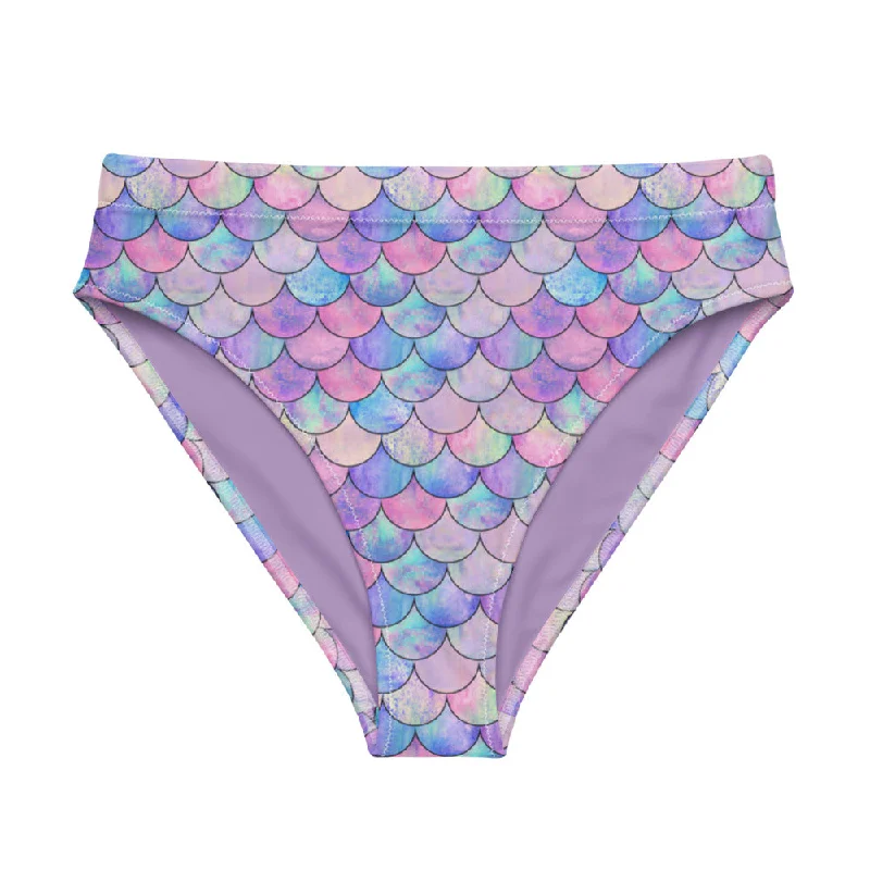 Pastel Mermaid Scales high-waisted bikini bottom Front tie bikini