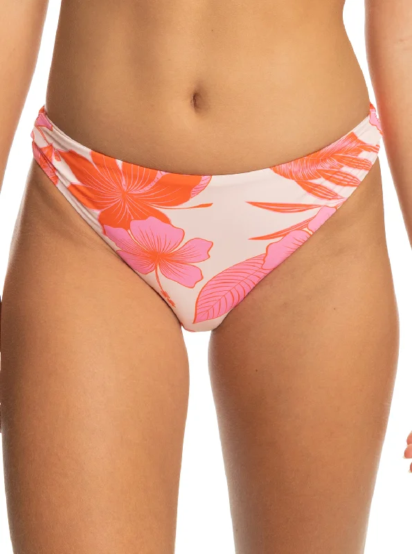 Printed Beach Classics Hipster Bikini Bottoms - Pale Dogwood Lhibiscus Padded bikini top, Supportive, Trendy, Comfortable