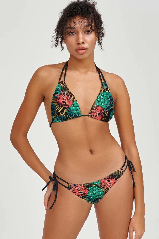 Tropicana Sara Pineapple Print Strappy Triangle Bikini Top - Women Neon bikini, Vibrant, Bold, Sexy