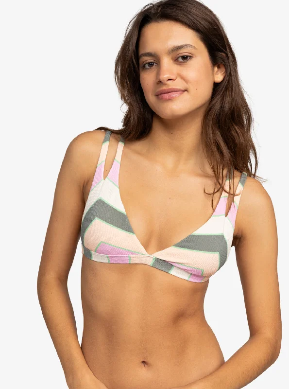 Vista Stripe Fixed Triangle Bikini Top - Agave Green Very Vista Stripe Beaded bikini, Glamorous, Sexy, Trendy